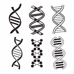 Collection of six different dna structures for science and biology concepts