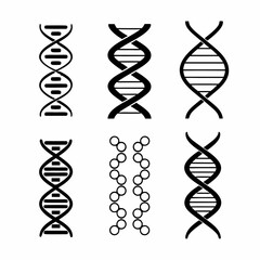 Collection of six different dna structures for science and biology concepts