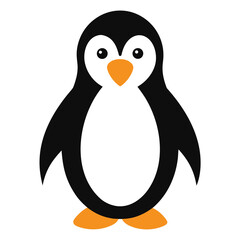 Obraz premium Festive christmas penguin illustration with snowflakes and holly