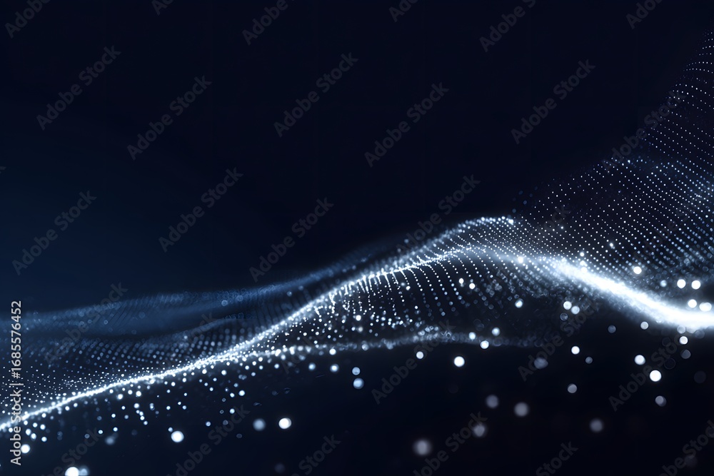 Aufkleber abstract digital background with a wave of dots and lines in a dark blue-green color, suitable for a