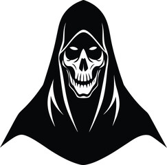a black silhouette skull face partially hidden by .eps