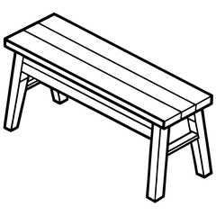 Minimalist Wooden Bench Line Art