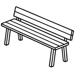 Minimalist Wooden Bench Line Art