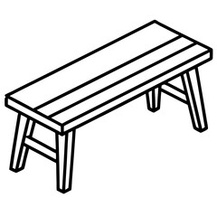 Minimalist Wooden Bench Line Art