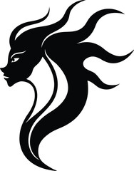 a bold black silhouette of a dragon head forming f.eps