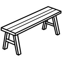 Minimalist Wooden Bench Line Art