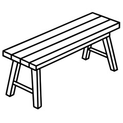 Minimalist Wooden Bench Line Art