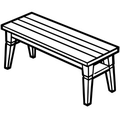 Minimalist Wooden Bench Line Art