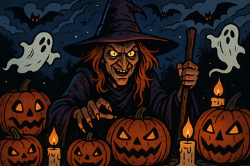 comic style halloween background 