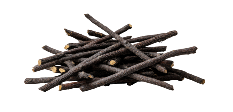 Pile of dark, slender wooden sticks