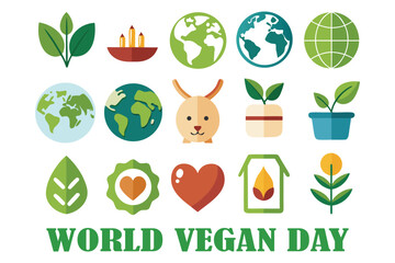 Eco-Friendly Vegan Icons Vector Set | Flat Organic Lifestyle Illustrations Pack