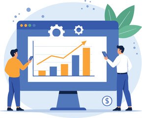 Business analysis chart, data presentation, financial growth, teamwork collaboration, digital marketing, analytics dashboard, business success strategy, 