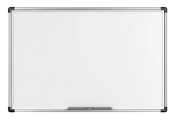 Blank white whiteboard, rectangular,  with aluminum frame