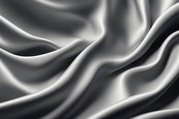 Obraz premium An abstract wave of silky silver fabric, gracefully undulating with smooth, fluid curves. The soft texture of the material blends seamlessly into the background. Generative AI