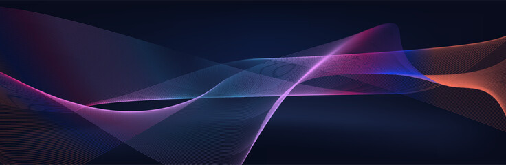 Abstract glowing wave lines on a dark blue background. Dynamic wave pattern. Abstract background with flowing particles. Dynamic waves. vector illustration. © Руслана Колодницкая