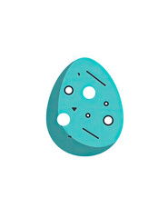 Teal egg-shaped graphic with abstract design elements