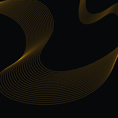 Abstract gold lines on black background. Luxury invitation card background vector. 