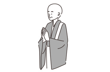 合掌する住職