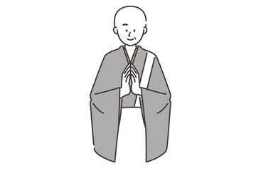 合掌する住職