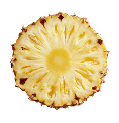 Close-up of a pineapple slice, revealing the segmented interior