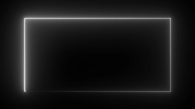 A glowing white rectangular frame against a completely black background with soft illumination
