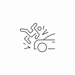 person hit by car icon sign vector