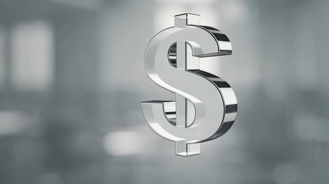 Dollar sign spinning slowly against soft focus background, highlighting financial dynamics, investment strategies, and economic complexities of modern monetary systems