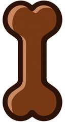 Cartoonish brown dog bone graphic.  A simple, stylized illustration of a dog bone, 