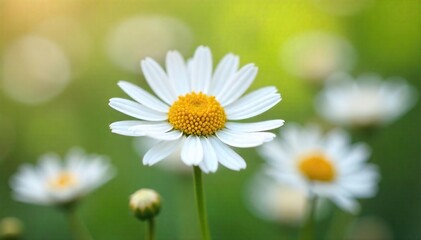 Fototapeta premium Close-up of fresh, vibrant chamomile flowers, known for their soothing and allergy-relieving properties Perfect for natural remedy, herbal medicine, and wellness concepts , petals, wellness, plant