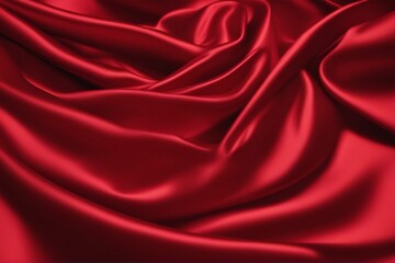 Fototapeta premium Luxurious Red Satin Fabric Background with Smooth and Shiny Texture. Generative AI
