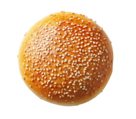 Round sesame seed bun, top view