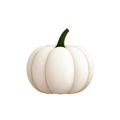 White pumpkin on white background, perfect autumn decoration and festive symbol for seasonal displays and design.