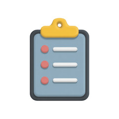 3D clipboard icon with colorful design, ideal for apps and web interfaces.