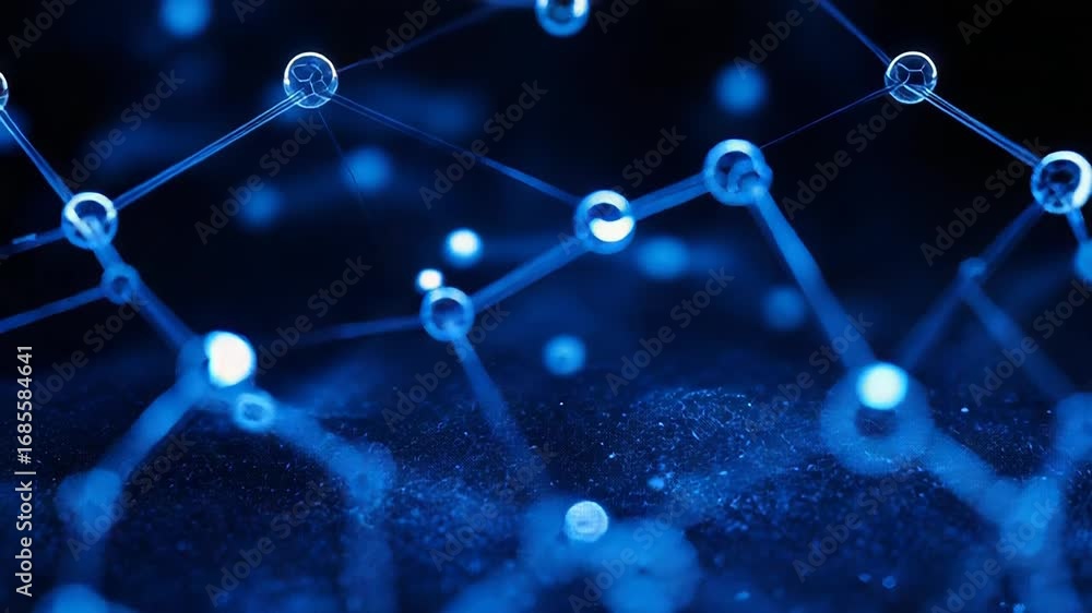 Aufkleber futuristic molecular structure forming hexagonal pattern in blue