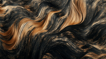 Naklejka premium Flowing Strands of Black and Blonde Hair Texture