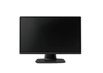 Front view of a dark gray monitor with a blank screen