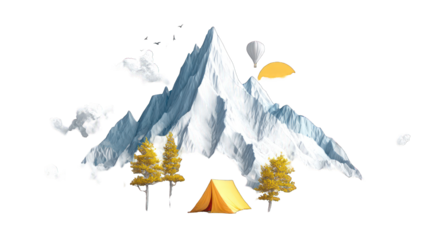 Mountain landscape with a tent