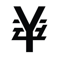 Obraz premium Black stylized Japanese Yen currency symbol on white background