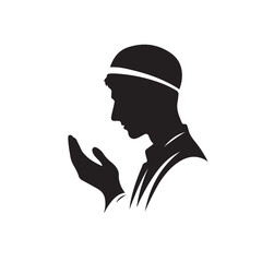 Silhouette of a muslim person in prayer religious vector art