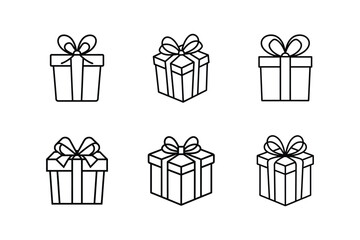 gift package icon line art vector illustration
