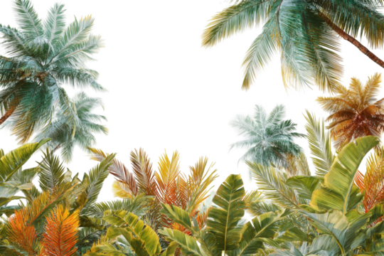 Tropical foliage border, vibrant colors