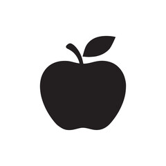 Red apple with leaf on black background vector illustration