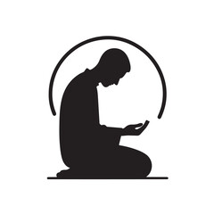 Muslim man in prayer silhouette religious devotion islamic culture silhouette