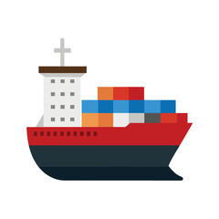Cargo ship carrying colorful shipping containers container ship