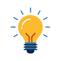 Glowing Yellow Light Bulb with Blue Rays idea inspiration