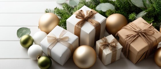 A collection of beautifully designed holiday ornaments in gold and white, showcasing intricate snowflake patterns for festive decor