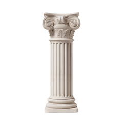 Classic Stone Column with Ionic Capital Isolated on Transparent Background