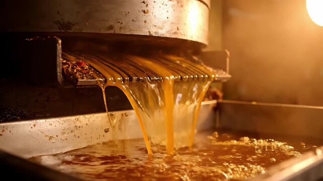 4k footage of palm oil plantation and production process extraction pressing mill