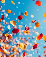 Bright flower petals falling in air high resolution picture