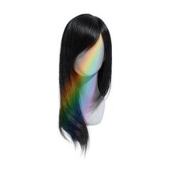 Naklejka premium Abstract Rainbow Reflection on Black Wig on